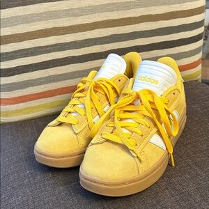 Adidas Gold Suede Athletic Shoes with White Trim